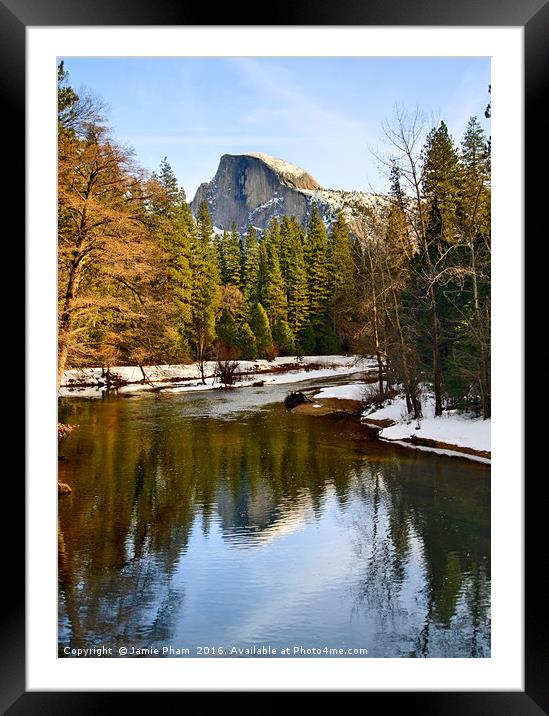 Dramatic winter view of Half Dome. Framed Mounted Print by Jamie Pham