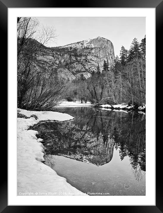 Damatic winter view of Mirror Lake in Yosemite Nat Framed Mounted Print by Jamie Pham