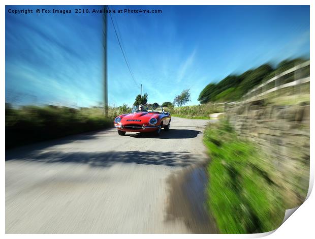 E-Type jaguar Print by Derrick Fox Lomax