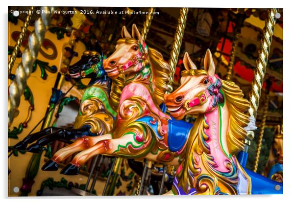 Fairground Carousel Horses Acrylic by Paul Warburton