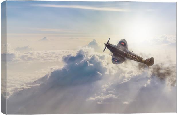 Spitfire over the sun Canvas Print by Steve Hardiman