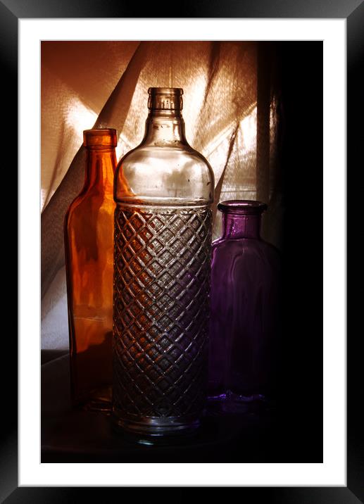 Bottles in low key Framed Mounted Print by Jose Manuel Espigares Garc