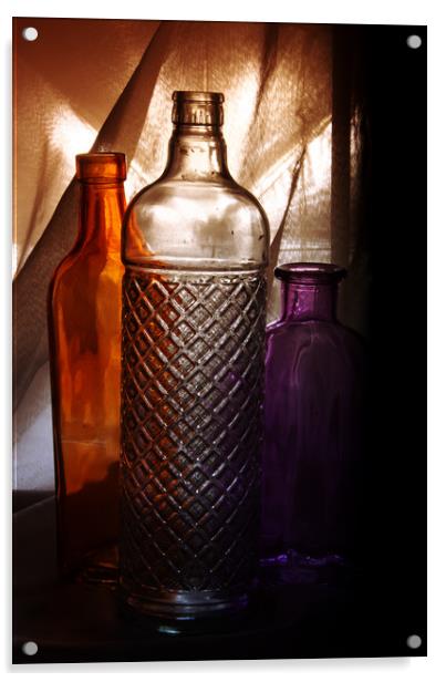 Bottles in low key Acrylic by Jose Manuel Espigares Garc