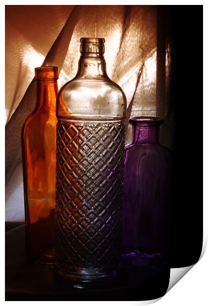 Bottles in low key Print by Jose Manuel Espigares Garc