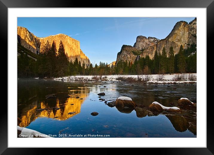 Dramatic view of Yosemite Valley. Framed Mounted Print by Jamie Pham