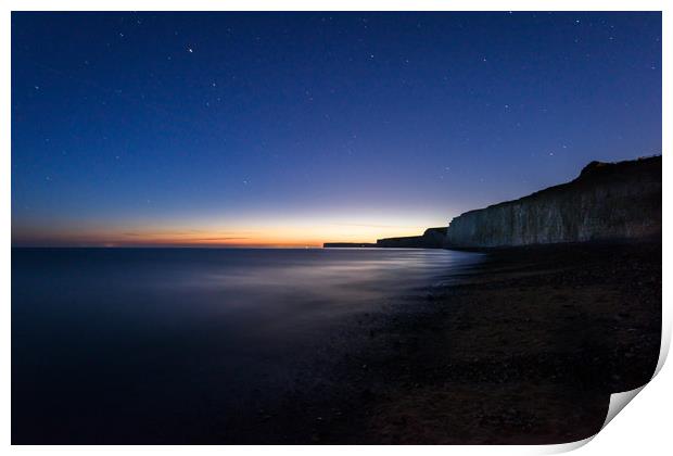 Blue Hour at the Seven Sisters Print by Nick Rowland