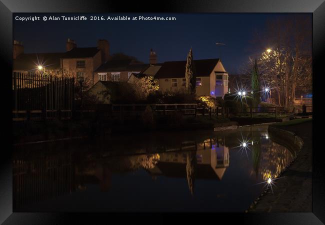 Reflections in a canal Framed Print by Alan Tunnicliffe