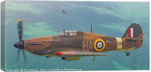 Hawker Hurricane over the English Channel Canvas Print by Tom Dolezal
