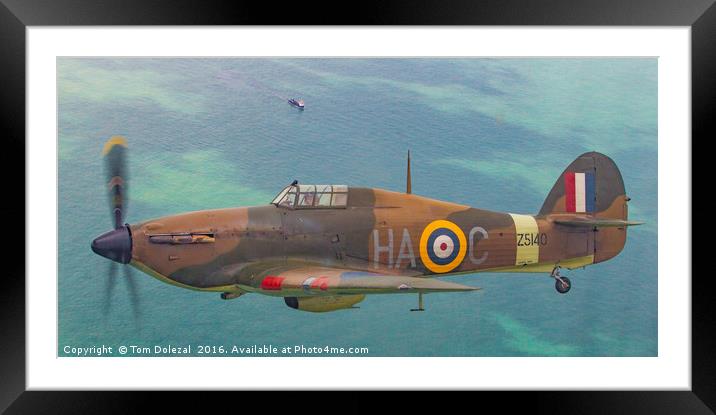 Hawker Hurricane over the English Channel Framed Mounted Print by Tom Dolezal