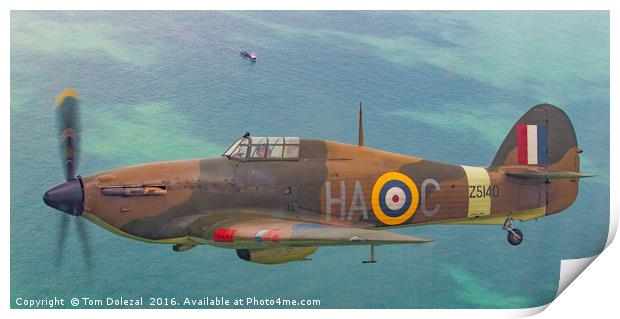 Hawker Hurricane over the English Channel Print by Tom Dolezal