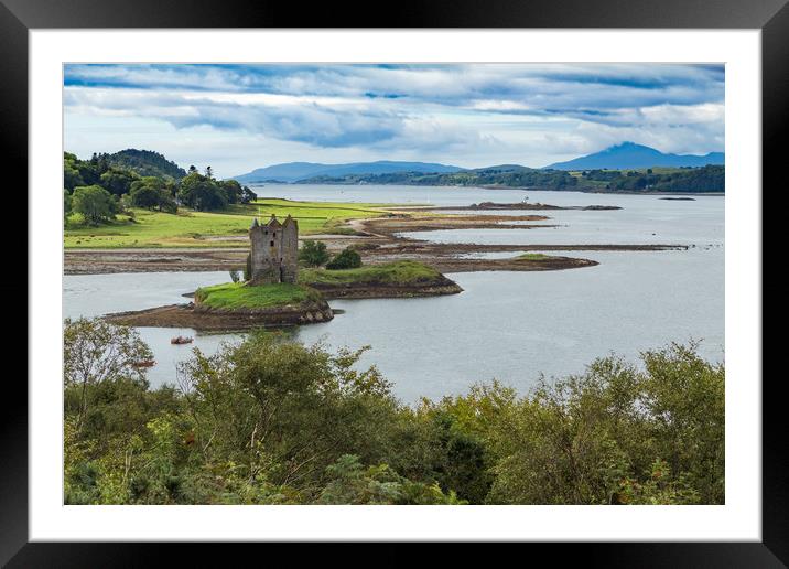 Castle Stalker and Loch Linnhe Framed Mounted Print by George Cairns