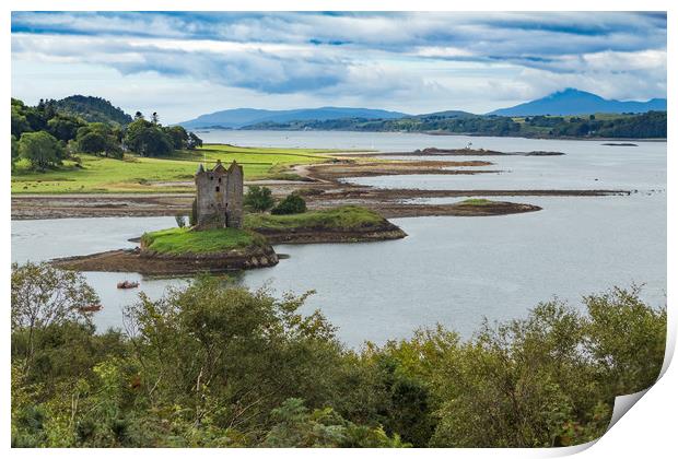 Castle Stalker and Loch Linnhe Print by George Cairns