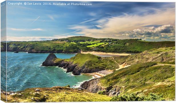 View Over Three Cliffs Bay Canvas Print by Ian Lewis