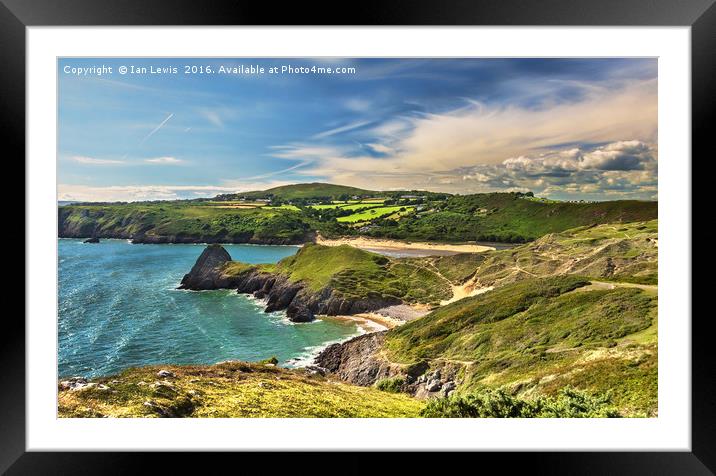 View Over Three Cliffs Bay Framed Mounted Print by Ian Lewis
