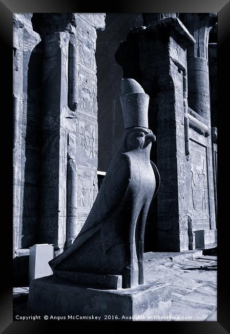 Granite statue of Horus at Edfu, Upper Egypt Framed Print by Angus McComiskey