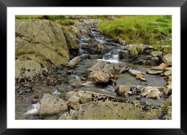 LAKE WATERFALL Framed Mounted Print by andrew saxton