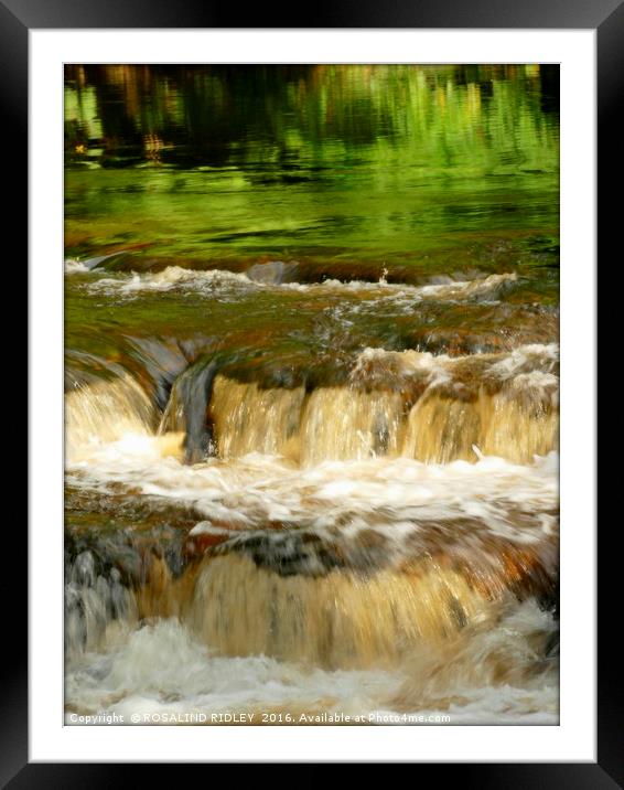 "GREEN REFLECTIONS AT THE WATERFALL" Framed Mounted Print by ROS RIDLEY