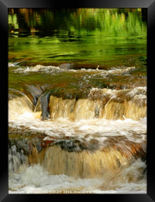 "GREEN REFLECTIONS AT THE WATERFALL" Framed Print by ROS RIDLEY