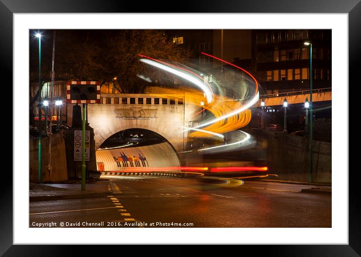 Mersey Tunnel Light Trails Framed Mounted Print by David Chennell