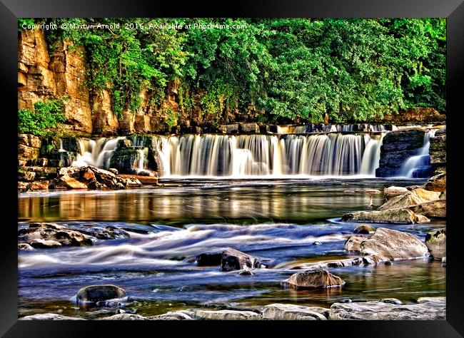 River Swale Waterfall - Richmond, Yorkshire Framed Print by Martyn Arnold