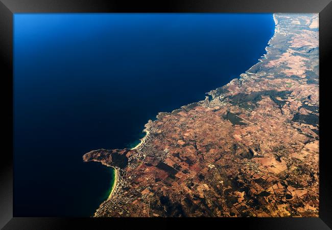Palma de Mallorca And Balearic Sea At 10.000m Alti Framed Print by Radu Bercan