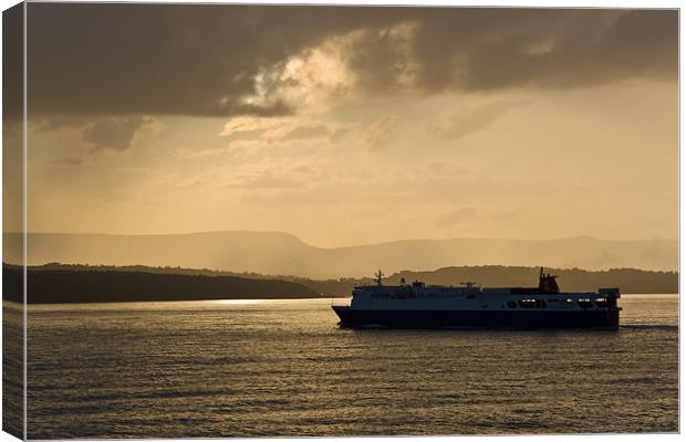 Stena ferry crossing to Larne at sunset Canvas Print by Douglas Kerr