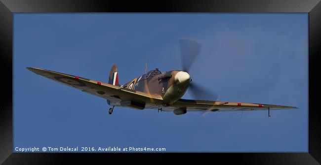 Spitfire flyby Framed Print by Tom Dolezal
