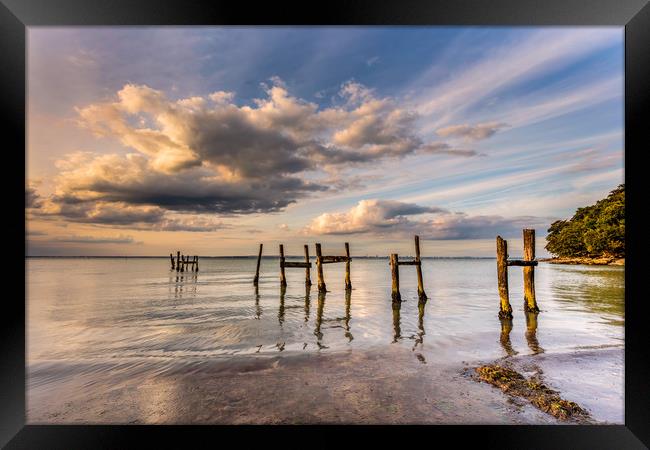 Binstead Jetty Sunset Isle Of Wight Framed Print by Wight Landscapes