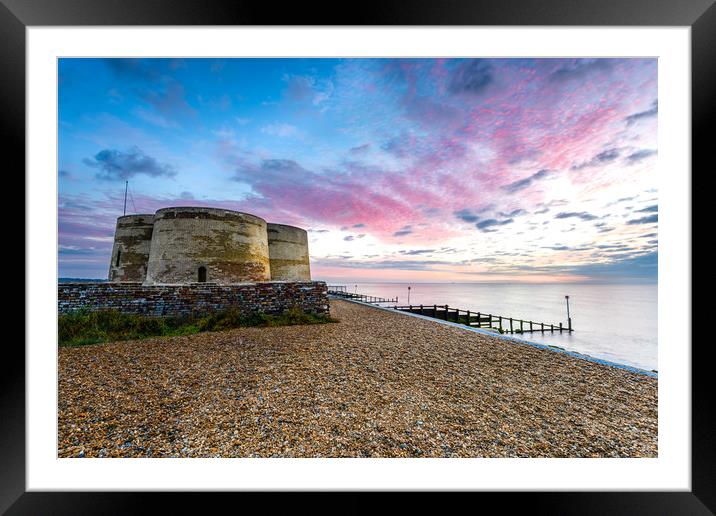 Sunrise at Martello Tower CC, Slaughden, Aldeburgh Framed Mounted Print by Nick Rowland