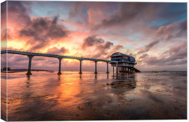Sunset At The Lifeboat Station Canvas Print by Wight Landscapes