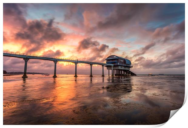 Sunset At The Lifeboat Station Print by Wight Landscapes
