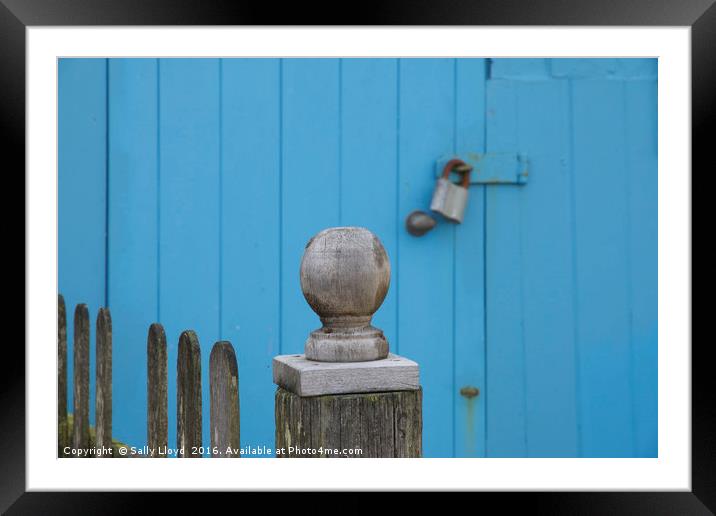 Bright Blue Beach Hut Framed Mounted Print by Sally Lloyd