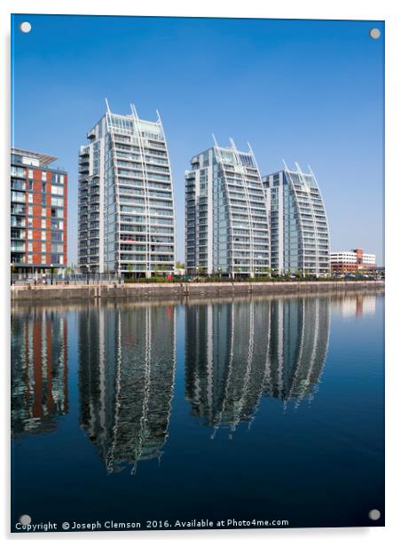 NV Buildings apartments Salford Quays Acrylic by Joseph Clemson