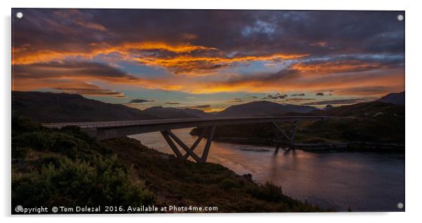 Kylesku bridge at dawn Acrylic by Tom Dolezal