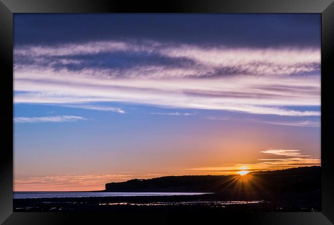 Sunset from Llantwit Major Beach Glamorgan Coast Framed Print by Nick Jenkins