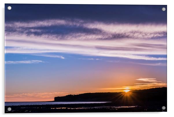 Sunset from Llantwit Major Beach Glamorgan Coast Acrylic by Nick Jenkins
