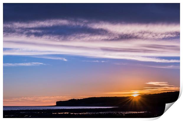 Sunset from Llantwit Major Beach Glamorgan Coast Print by Nick Jenkins