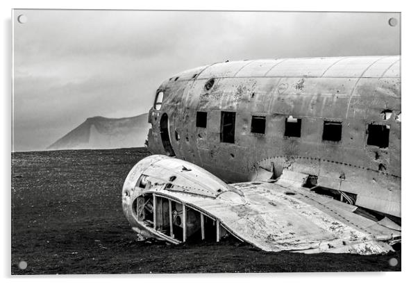 The Old Dakota Abandoned at Sólheimasandur on the  Acrylic by Nick Jenkins