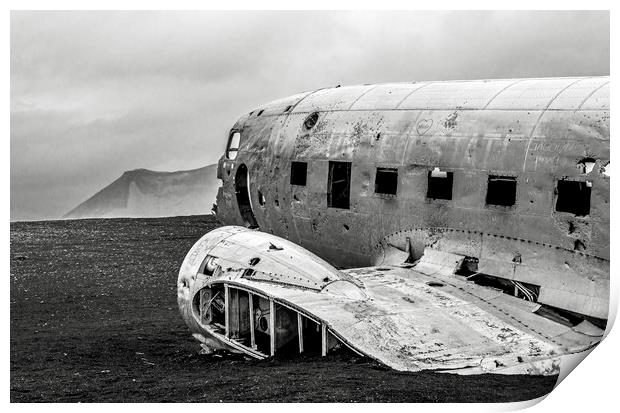 The Old Dakota Abandoned at Sólheimasandur on the  Print by Nick Jenkins