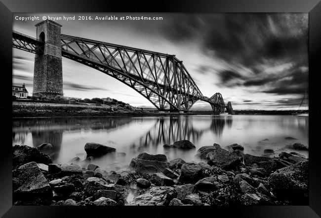 The Rail Bridge Black & White Framed Print by bryan hynd