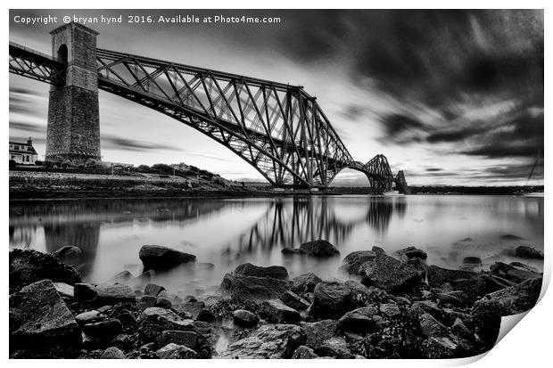 The Rail Bridge Black & White Print by bryan hynd