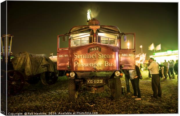 Sentinel Steam Bus by night  Canvas Print by Rob Hawkins