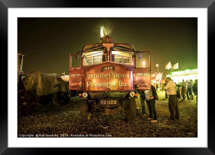 Sentinel Steam Bus by night  Framed Mounted Print by Rob Hawkins