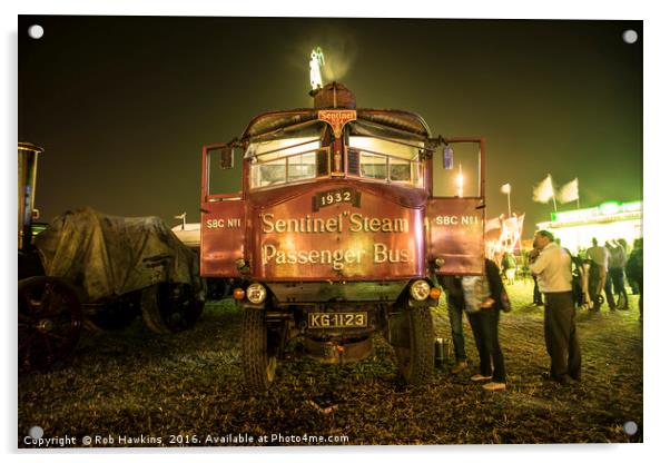 Sentinel Steam Bus by night  Acrylic by Rob Hawkins