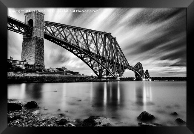 Forth Rail Bridge Black & White Framed Print by bryan hynd