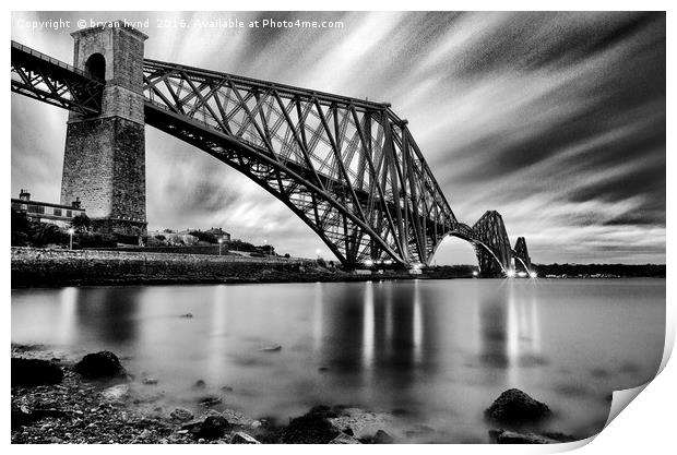 Forth Rail Bridge Black & White Print by bryan hynd