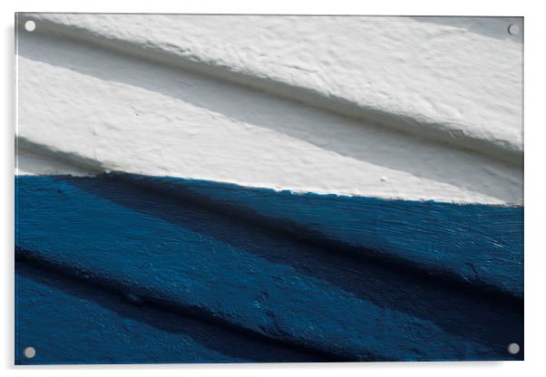 White, Blue boat Acrylic by Ivan Kovacs