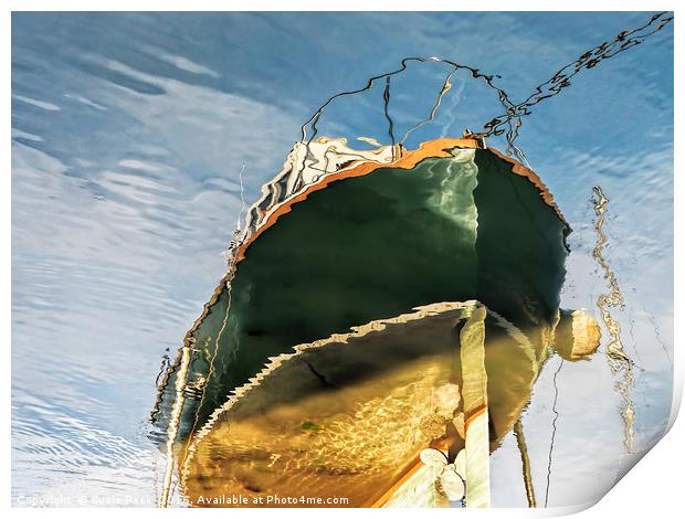 Green Boat Reflections Print by Susie Peek