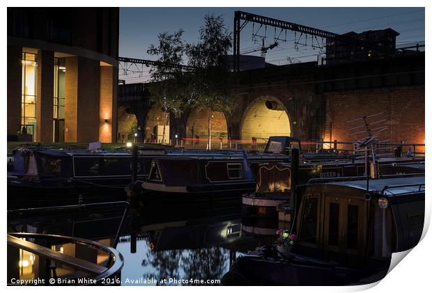 Granary Wharf, Leeds Late Evening Illuminations Print by Brian R White