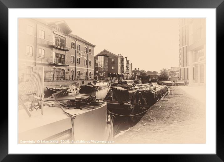 Period style image of Leeds Liverpool Canal at Gra Framed Mounted Print by Brian R White